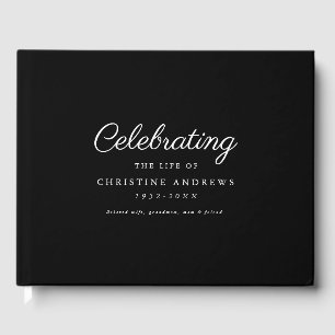 Minimal & elegant "Celebration of life" Black Guest Book