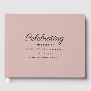 Minimal & elegant "Celebration of life" Blush-Rose Guest Book