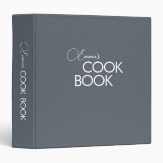 Minimal Elegant Charcoal Stone Gray Cook Book 3 Ring Binder