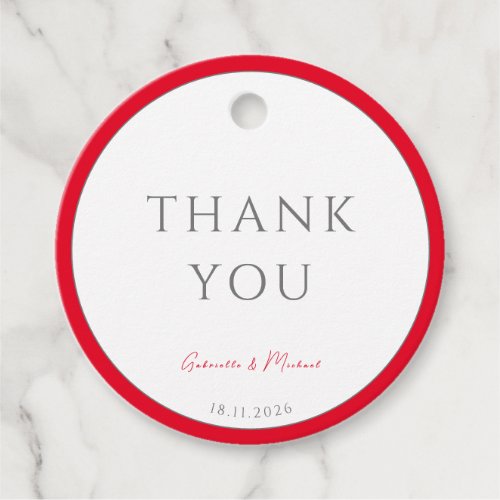 Minimal Elegant Cherry Red Simple Wedding Favor Tags