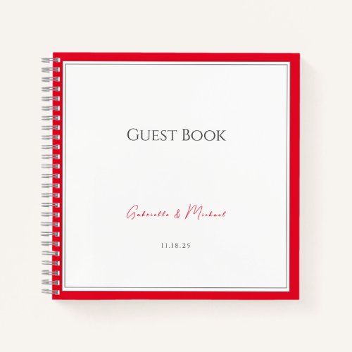 Minimal Elegant Cherry Red Wedding Guest Book