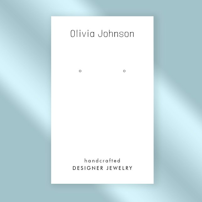 Minimal Elegant Chic Jewelry Earring Display Business Card (Stylishly Personalize with Your Custom Name. Add Optional Text.)