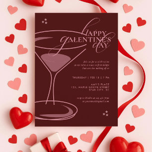 Minimal Elegant Chic Typography Maroon Galentines Invitation