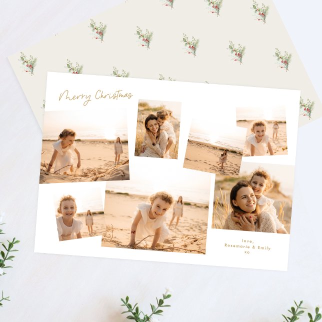 Minimal Elegant Christmas Multi 7 Photo Album Holiday Card (Creator Uploaded)