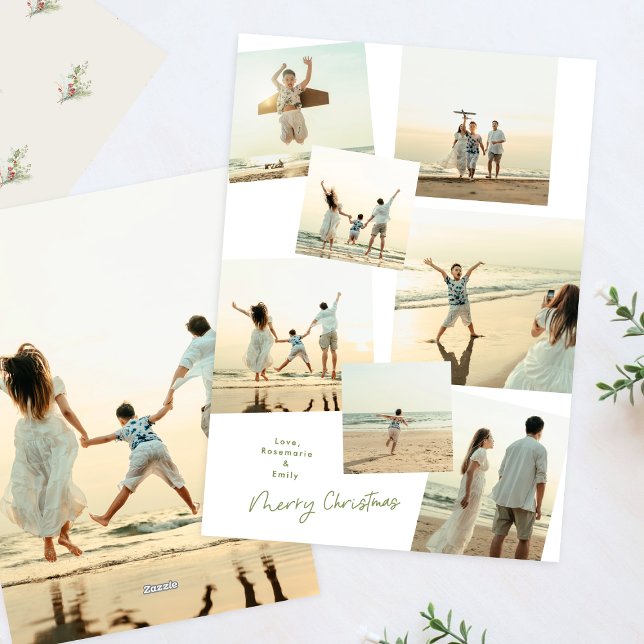 Minimal Elegant Christmas Multi 8 Photo Album Holiday Card (Creator Uploaded)