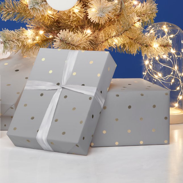 Minimal Elegant Christmas Tiny Gold Polka Dots Wrapping Paper (Holidays)