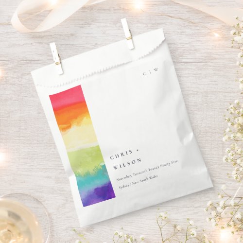 Minimal Elegant Colorful Pride Rainbow Wedding Favor Bag
