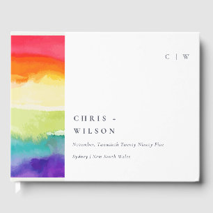Minimal Elegant Colorful Pride Rainbow Wedding Guest Book