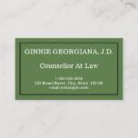 [ Thumbnail: Minimal & Elegant Counsellor at Law Business Card ]