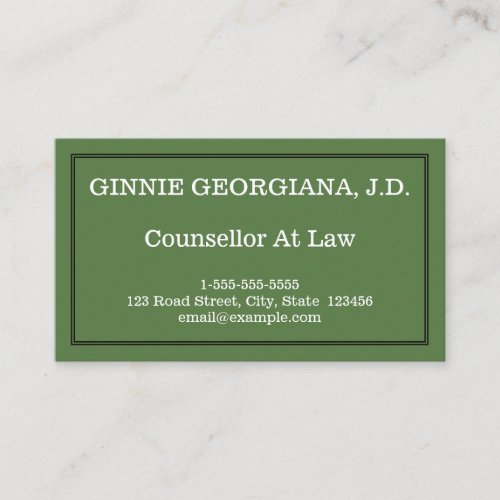 Minimal  Elegant Counsellor At Law Business Card