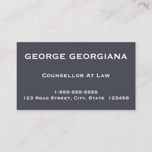 Minimal  Elegant Counsellor At Law Business Card