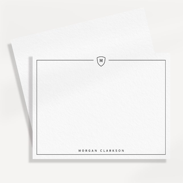 Minimal Elegant Crest Monogram Note Card  (Creator Uploaded)