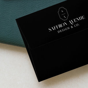 Minimal Elegant Custom Company Monogram Black Envelope
