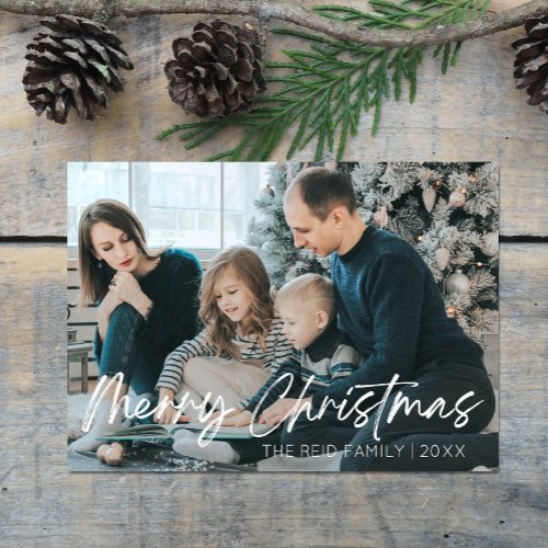 Minimal Elegant Custom Family Photo Christmas Holiday Card