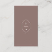 Minimal Elegant Custom Monogram Crest Brown Business Card (Back)