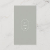 Minimal Elegant Custom Monogram Crest Moss Grey Business Card (Back)
