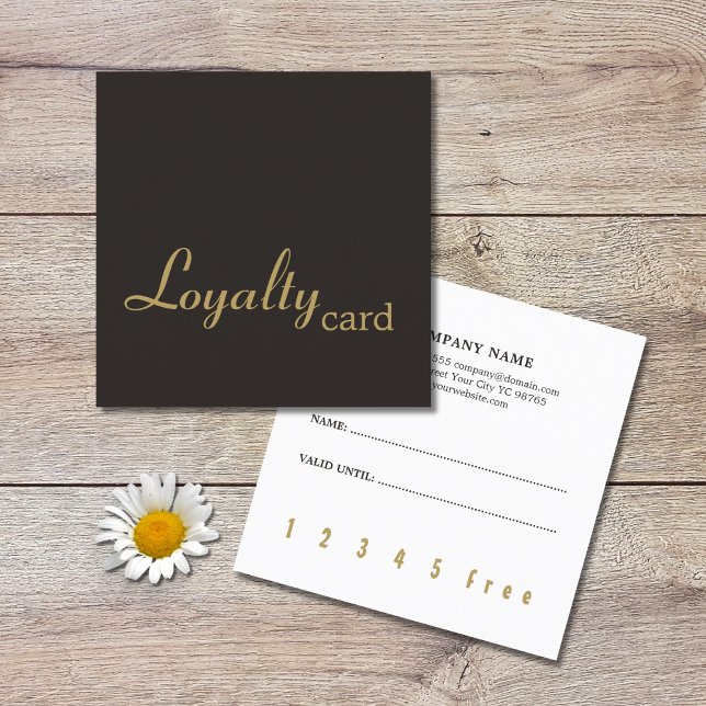 Minimal Elegant Dark Faux Gold Loyalty Card (Creator Uploaded)