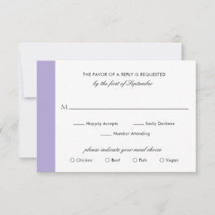 Minimal Elegant Digital Lavender Purple Wedding RSVP Card