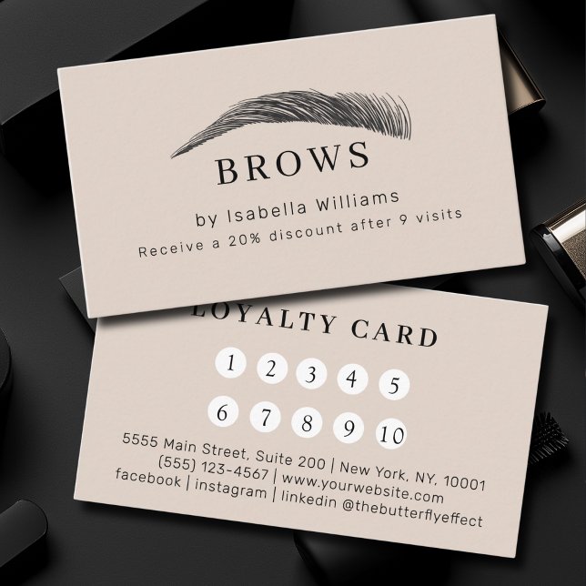 Minimal Elegant Eyebrow Salon Loyalty Business Card (Minimal Elegant Eyebrow Salon Salon Loyalty Business Card)