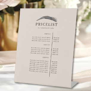Minimal Elegant Eyebrow Salon Pricelist Pedestal Sign