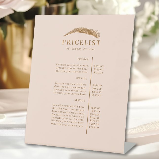 Minimal Elegant Eyebrow Salon Pricelist Pedestal Sign (Minimal Elegant Eyebrow Salon Pricelist Pedestal Sign)