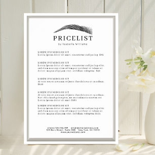 Minimal Elegant Eyebrow Salon Pricelist Poster