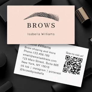 Minimal,Elegant Eyebrow Salon QR-Code Business Card