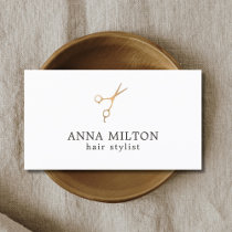 Minimal Elegant Faux Gold Scissor Hair Stylist Business Card
