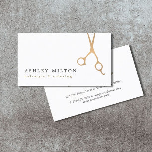 Minimal Elegant Faux Gold Scissors Hair Stylist Business Card