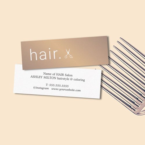 Minimal Elegant Faux Gold Scissors Hairstylist Mini Business Card