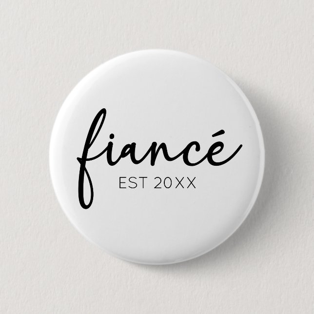 Minimal Elegant Fiance Custom Year Minimalist Button (Front)