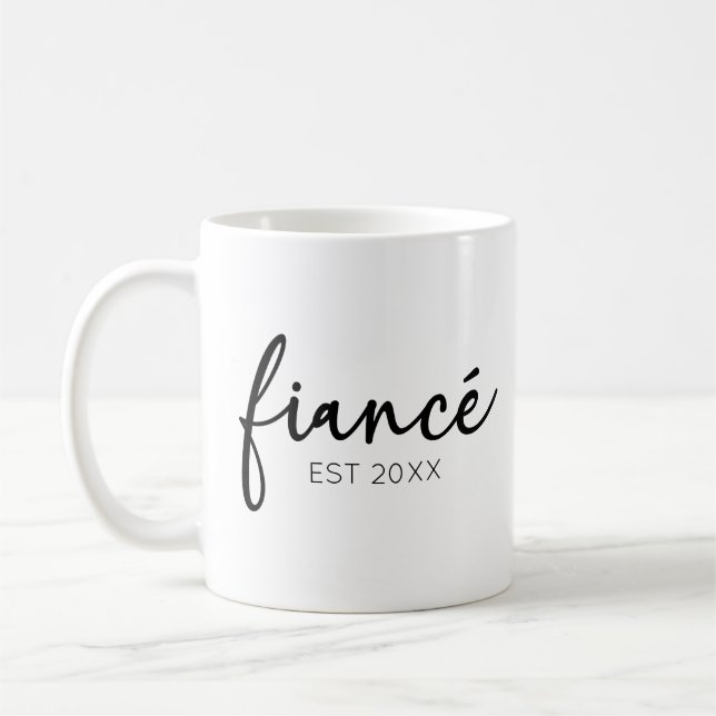 Minimal Elegant Fiance Custom Year Minimalist Coffee Mug (Left)