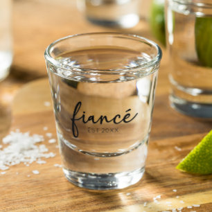 Minimal Elegant Fiance Custom Year Minimalist Shot Glass