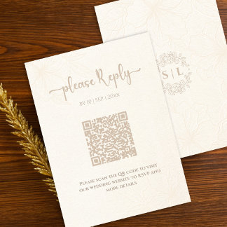 Minimal Elegant Floral RSVP | QR Code Wedding Enclosure Card
