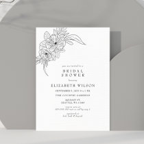 Minimal Elegant Floral Sketch Bridal Shower  Invitation