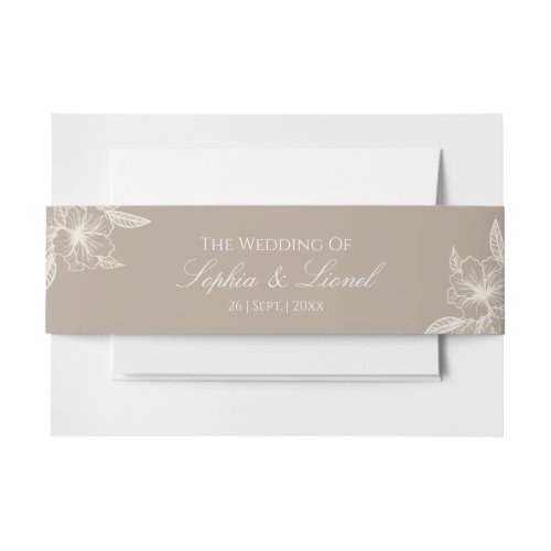 Minimal Elegant Floral Wedding Invitation Belly Band