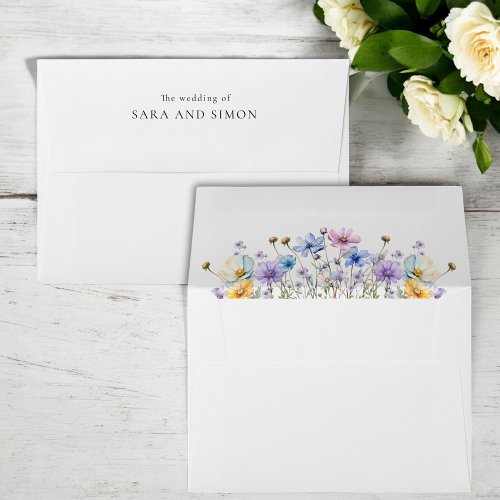 Minimal elegant floral Wildflower wedding Envelope