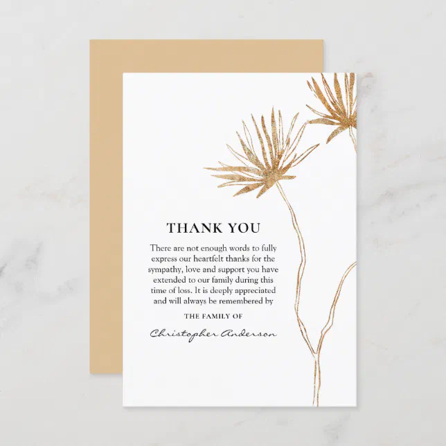 Minimal Elegant Funeral Sympathy Thank You Card Zazzle 7964