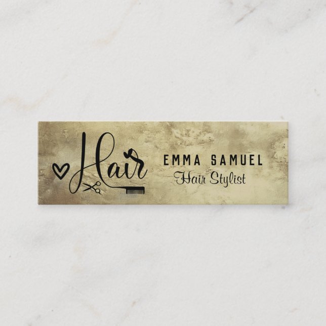 Minimal Elegant Gold Foil Hairstylist  Mini Business Card (Front)