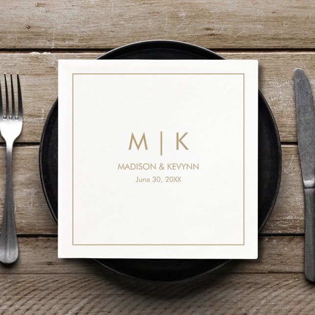 Minimal & Elegant  Gold Monogram Wedding Napkins (Creator Uploaded)
