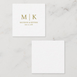 Minimal & Elegant Gold Monogram Wedding Note Card