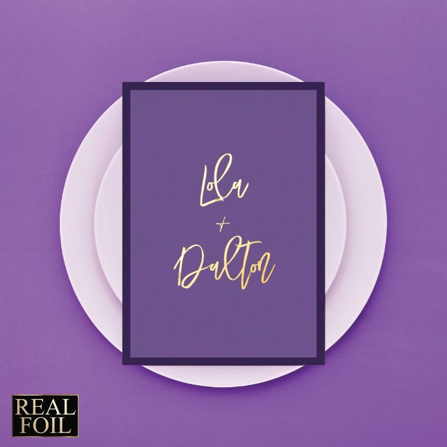 Minimal Elegant Gold Typography Border Wedding Foil Invitation (Creator Uploaded)