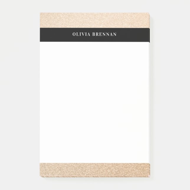 Minimal Elegant Golden Refined Border Design Post-it Notes (Front)