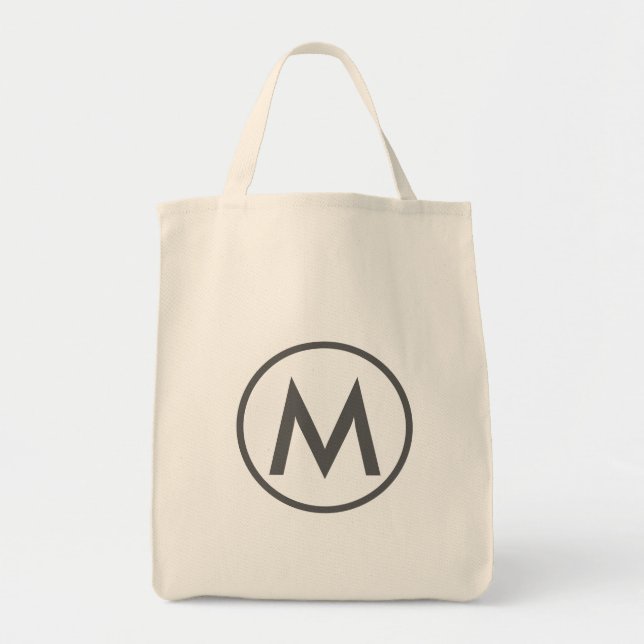 Minimal Elegant Gray Monogram Tote Bag (Front)