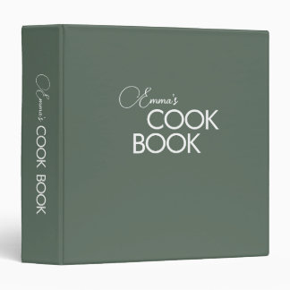 Minimal Elegant Green Cook Book 3 Ring Binder