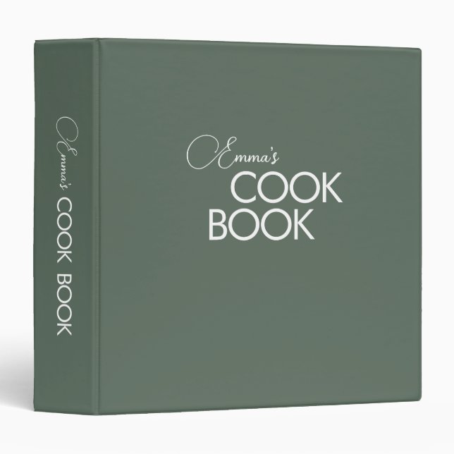 Minimal Elegant Green Cook Book 3 Ring Binder (Front/Spine)
