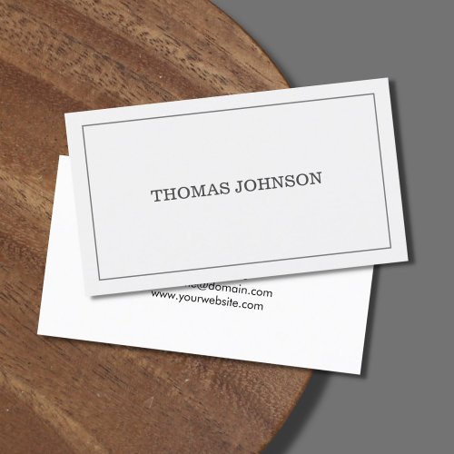 Minimal Elegant Grey White Consultant Business Card