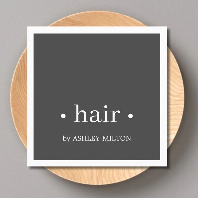 Minimal Elegant Grey White Hairstylist  Square Business Card (Creator Uploaded)