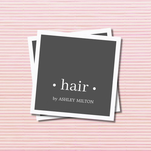 Minimal Elegant Grey White Hairstylist  Square Business Card