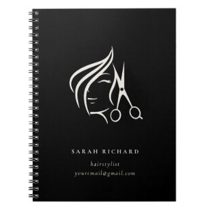 Minimal Elegant Hairstylist Ivory Hair Scissor  Notebook